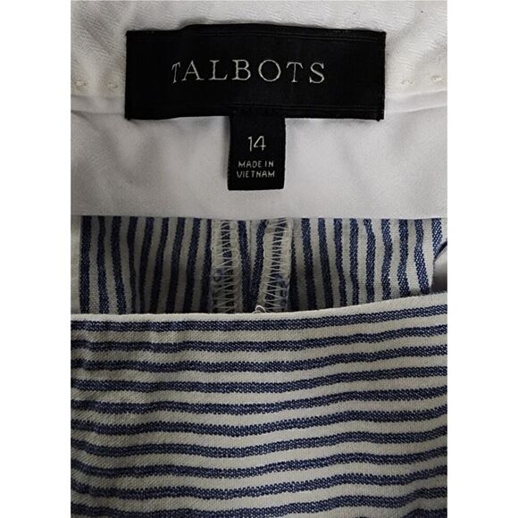 Talbots Striped Blue/White Business Casual Ankle Pants Size 14 - Picture 6 of 8